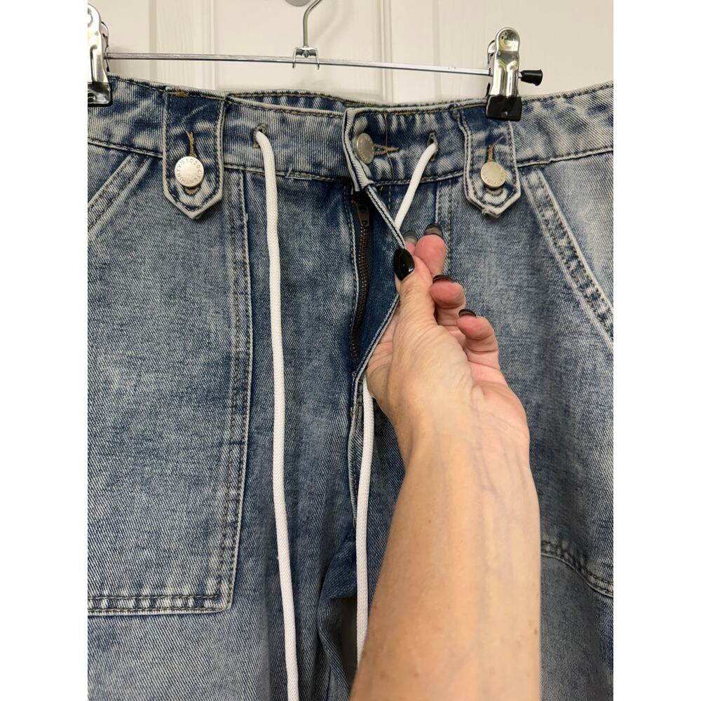 1030 cargo drawstring denim jeans waist 1/25 flat lay NWOT Retail $69 - Picture 10 of 10
